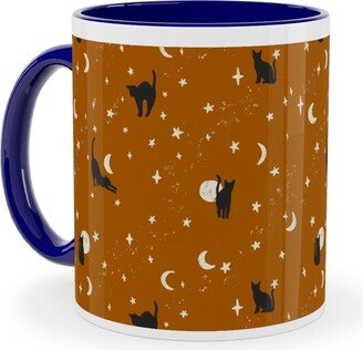 Mugs: Halloween Black Cats - Orange Ceramic Mug, Blue, 11Oz, Orange