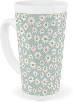 Mugs: Daisy Print Tall Latte Mug, 17Oz, Blue