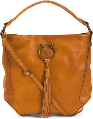 Leather Large Hobo With Front Tassel for Women
