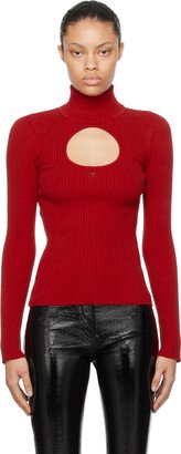 Red Cutout Turtleneck