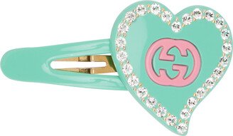 Green GG Heart Hair Clip