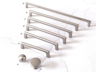 Nickel Cabinet Pull Handle Knob Steel Pulls Dresser Handles Drawer Kitchen Lynns Hardware 96 128 160 192 224 320 Mm