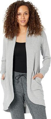 SoftFlex Long Open Cardigan (Gray Heather) Women's Clothing