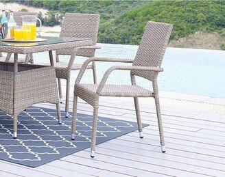 2-Piece Genoa Patio Dining Armchair in Nature Tan Weave