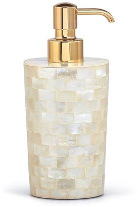 White Agate Pump Dispenser - with Brushed Brass Pump