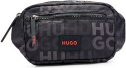 Stacked-logo-pattern belt bag with branded rubber patch