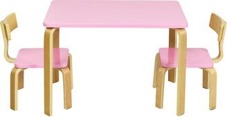 3 Piece Kids Wooden Table and 2 Chairs Set Children Activity Art - See Details