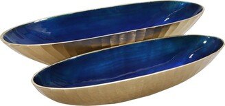 S/2 Aluminum 22/24 Oval Bowl, Blue