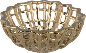 A and B Home A&B Home Manzu Gold Ceramic Decorative Bowl