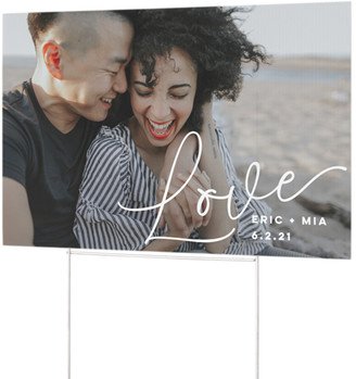 Yard Signs: Simple Scripted Love Yard Sign, White