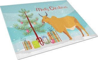 BB9192LCB Zebu Indicine Cow Christmas Glass Cutting Board