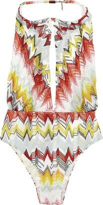 Zigzag Cut-Out Halterneck Swimsuit