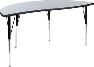 60 Half Circle Wave Flexible Collaborative Grey Thermal Laminate Activity Table - Standard Height Adjustable Legs