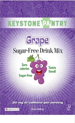 Keystone Pantry Best Diabetic Sugar-Free Drink Mix Grape Keto Friendly Zero Net Carbs