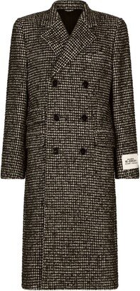 Houndstooth Double-Breasted Wool Coat