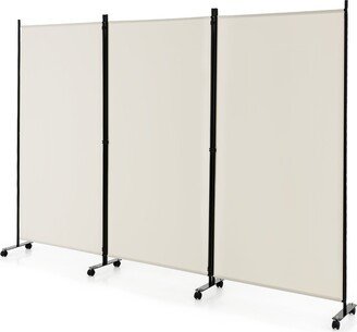 3-Panel Folding Room Divider 6Ft Rolling Privacy Screen