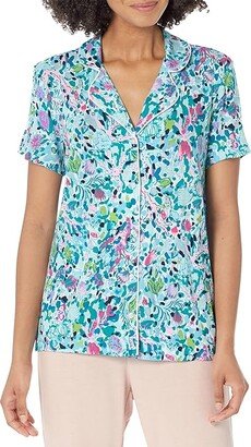 Short Sleeve Knit Button-Up PJ Top (Multi Dive Bar) Women's Pajama