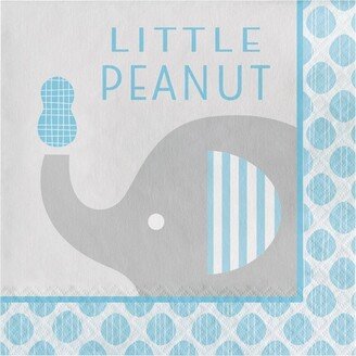 Creative Converting 48ct Little Peanut Boy Elephant Disposable Napkins Blue