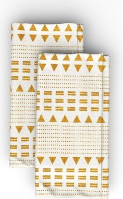 Cloth Napkins: North Boho Stripe - Yellow Cloth Napkin, Longleaf Sateen Grand, Yellow