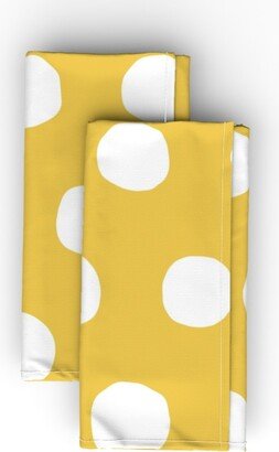 Cloth Napkins: Dots - Yellow And White Cloth Napkin, Longleaf Sateen Grand, Yellow