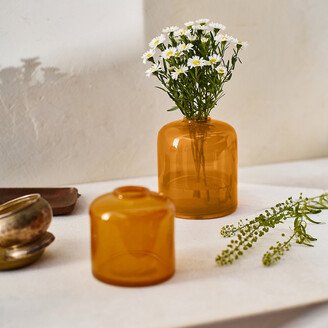 Orange Glass Vases, Set of 2