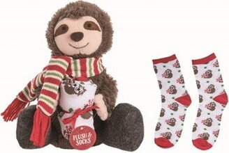 Fabric Multicolored Christmas Plush Sloth with Socks