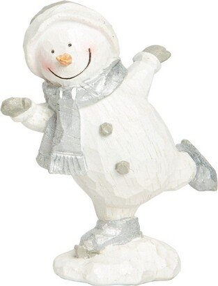 Resin 6.25 in. White Christmas Elegant Skater Snowman Figurine