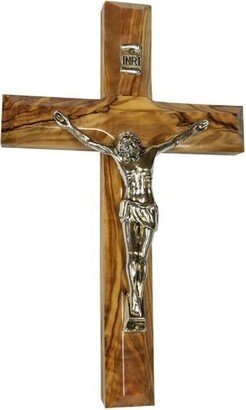 5 Inch Olive Wood Wall Cross With Silver Plated Jesus Crucifix From Jerusalem The Holy Land Comes Ready To Hang