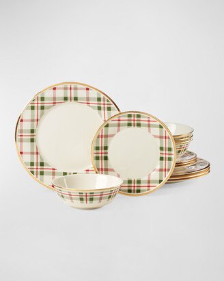 Holiday Plaid 12-Piece Dinnerware Set