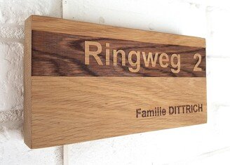 Nameplate Wood Personalized, Door Sign Family Wood, Sign House Number Plate, Front Individual Engraving, Street