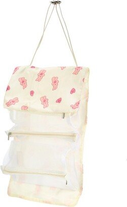 Unique Bargains Rabbit Style Roll Up 4 in 1 Detachable Hanging Travel Makeup Bag Beige Pink