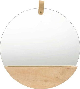 IGEMAN 13.8 Wooden Bathroom Mirror, with a Stylish and Natural Design, Solid Pinewood Shelf, Stable and Durable