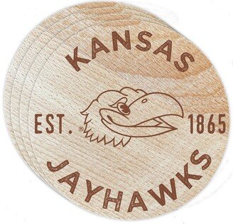 Kansas Jayhawks Wood Coaster Engraved 4-Pack