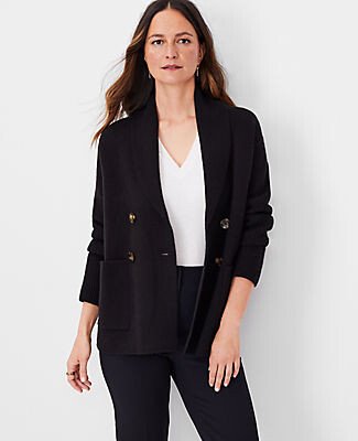 Shawl Collar Double Breasted Sweater Jacket