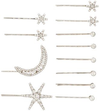 set of 12 Supernova crystal-embellished hairclips