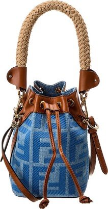 Mon Tresor Mini Denim & Leather Bucket Bag