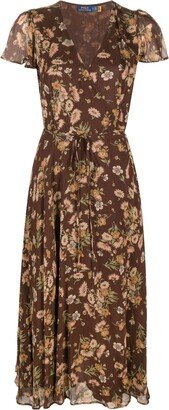 Ditsy-Sunflower midi-dress