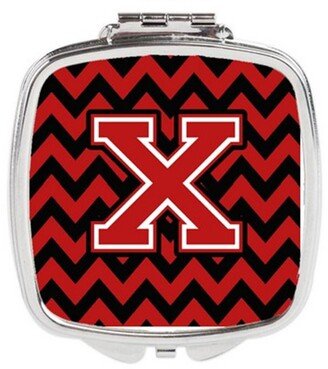 CJ1047-XSCM Letter X Chevron Black & Red Compact Mirror