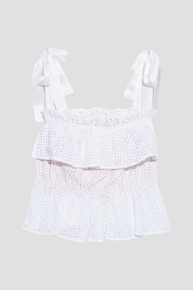 Cici ruffled broderie anglaise cotton pajama top