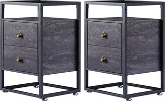 2-Drawer Modern Tempered Glass Nightstand