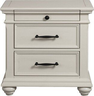 Brooks 3 Drawer Nightstand with Usb Ports Cream