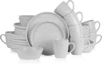 Stone Lain Jade 32-Piece Stoneware Dinnerware Set, Service for 8, White