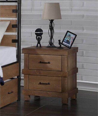 BESTCOSTY Nightstand, Rustic Bedside Table with 2 Drawers & Metal Handle