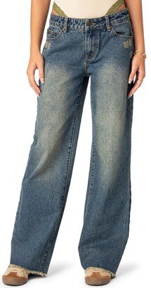 EDIKTED Dollhouse Low Rise Wide Leg Jeans