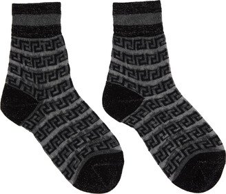 Black Greca Sheer Socks