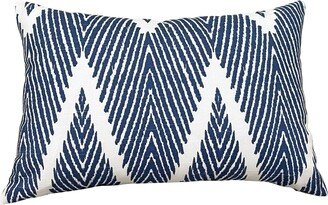 Navy & Off White Chevron Lumbar Pillow Cover, Zippered Chalk Pillowcase, , , Double Sided