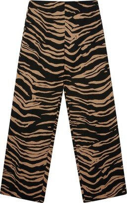 Animal-Motif Wide-Leg Pants