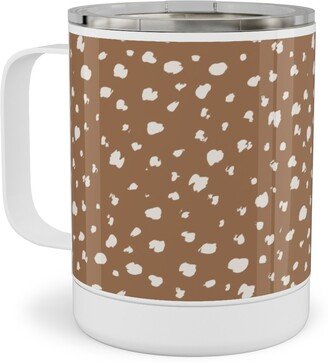 Travel Mugs: Fawn Spots - Dark Stainless Steel Mug, 10Oz, Brown