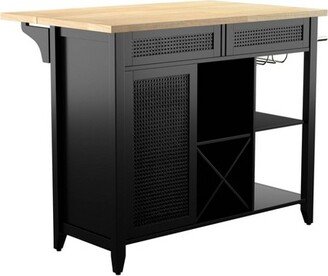 Ultom Expandable Freestanding Kitchen Island Black/Natural - Aiden Lane