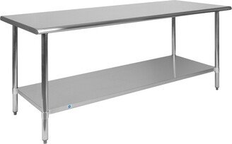 Stainless Steel 18 Gauge Prep and Work Table with Undershelf - NSF Certified - 72W x 30D x 34.5H